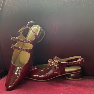 Elegant Burgundy Slingback Women's Shoes